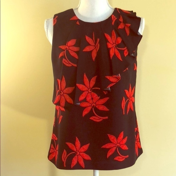 Banana Republic Navy and Red Floral Top - Picture 1 of 8